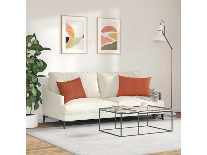 Lot de 2 coussins de canapé, coussins décoratifs rouge orange 60 x 40 cm cf59162 - Conforama D