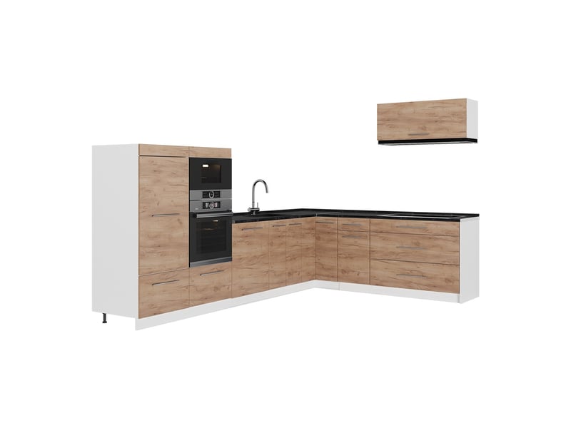  Vicco cuisine en angle, chêne de force doréblanc, 327 x 227 cm, pt anthracite  - Conforama A