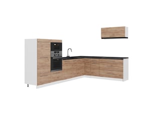 Vicco cuisine en angle, chêne de force doréblanc, 327 x 227 cm, pt anthracite