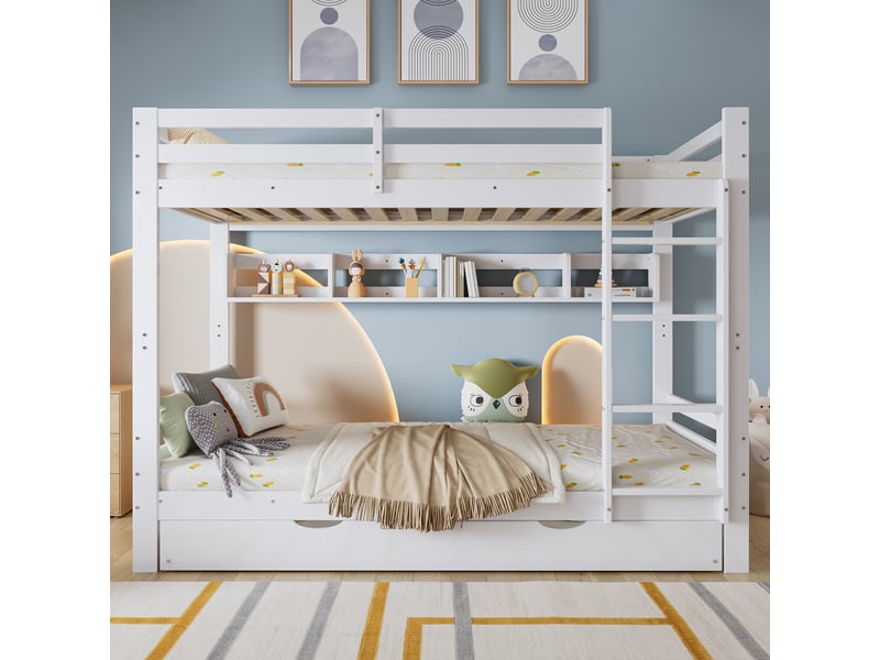  Lit superposé 90x200 cm coloris blanc pin lit enfant blanc - Conforama B