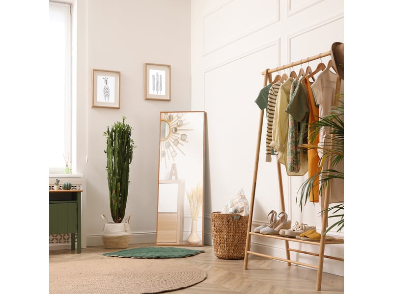  Miroir mural pleine longueur - dimensions 125x45 cm - cadre en bois naturel - montage mural ou appuyé 45x48x125cm - Conforama B