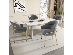 Chaises de salle à manger lot de 4 ergonomiques - pieds en métal, assise rembourrée, velours gris