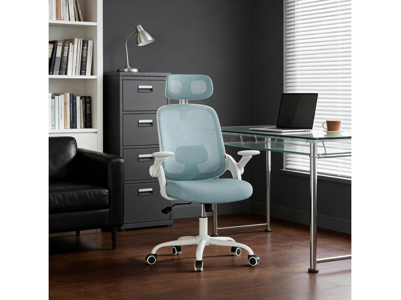  Chaise de bureau ergonomique dossier haut avec têtière homvra  - Conforama D