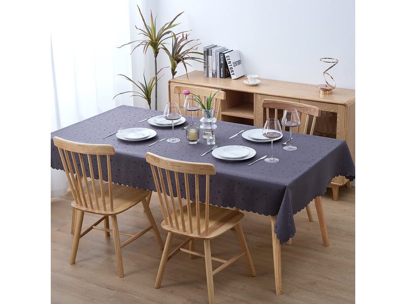  Nappe de table - 140x240 cm - nappe imperméable effet lotus et anti-taches - gris foncé  - Conforama B