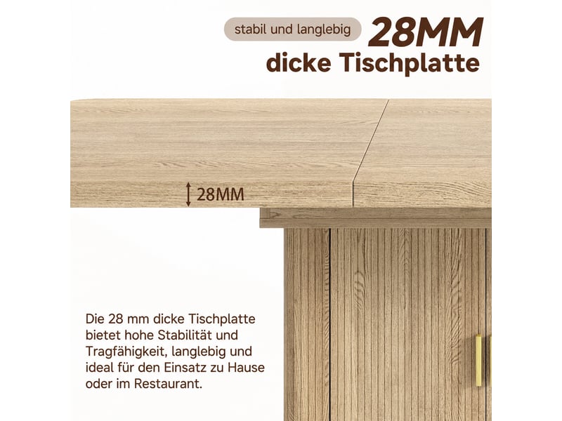  Table à manger extensible 200x90x75 cm - rectangulaire - 6-8 personnes - rangement intégré - mdf - chêne CozyNest - Conforama E