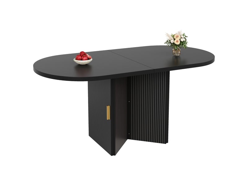  Table à manger extensible 120 à 160 cm, table de cuisine avec rangement et étagère réglable, mdf, noir Fay Lum - Conforama A