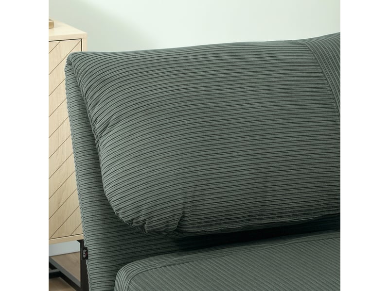 Fauteuil convertible 2 en 1 vert, velours côtelé, dossier réglable, fauteuil-lit une place pour salon et chambre - Conforama D