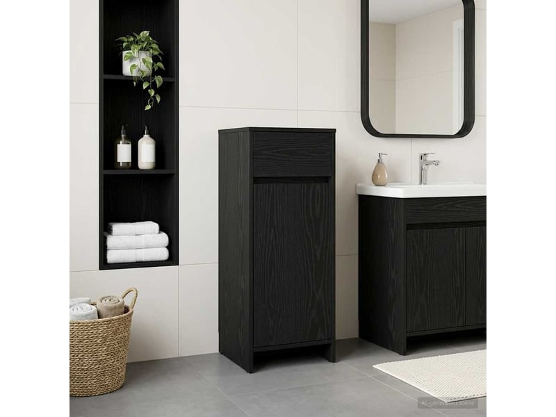  Armoire de salle de bain, meuble de rangement chêne noir 35x36.5x85 cm  - Conforama B