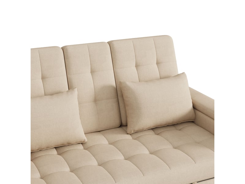  Canapé convertible 2 places beige avec rangement intégré et dos réglable pour salon  - Conforama W