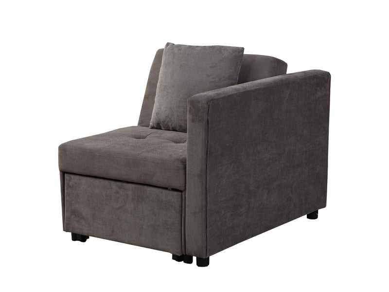  Canapé convertible 3 places gris foncé, lit sofa avec revêtement en lin, dossier réglable et rangement intégré  - Conforama A