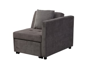 Canapé convertible 3 places gris foncé, lit sofa avec revêtement en lin, dossier réglable et rangement intégré