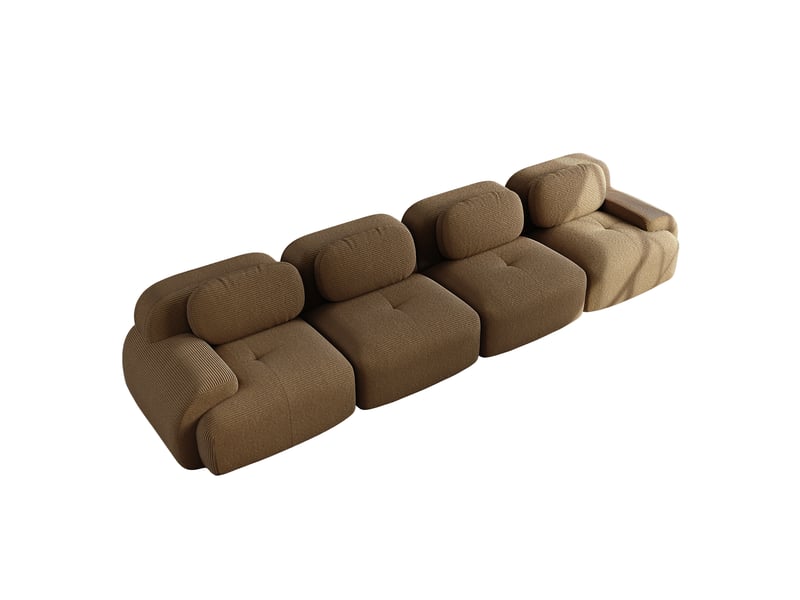  Canapé modulable, canapé 4 places, en velours tricoté, marron, sans structure, pour chambre, adapté à l'espace de vie, bureau  - Conforama W