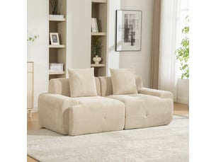 Canapé modulable 3 places en chenille kaki clair, 190 x 89 x 75 cm, sans montage, livré compressé, base antidérapante, coussins inclus, pour le salon