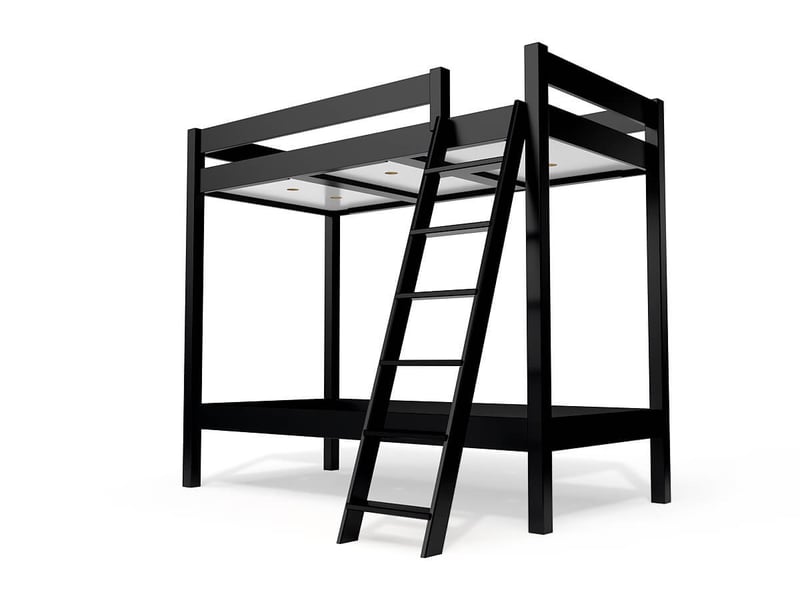 Lit superposé 2 places 80x200 échelle inclinée bois abc, noir SUPABCIN82-N - Conforama A