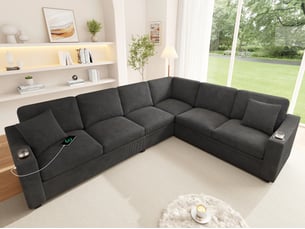 Canapé d'angle gauche fixe <strong>BGSRYAO</strong> <strong></strong> 6 places Tissu