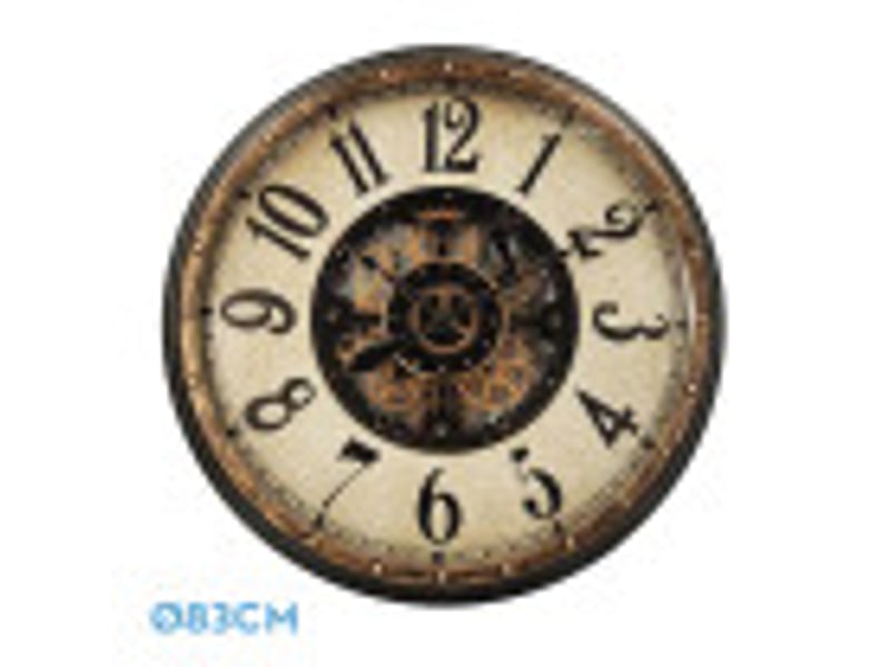  Horloge murale fabrilamp treviso 83 x 83 cm dorénoir engrenages mobiles 215610016 - Conforama B