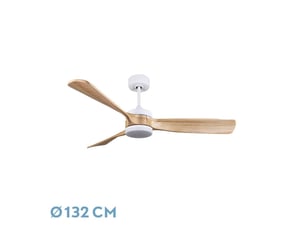 Ventilateur de plafond fabrilamp oriente dc blanchêtre 3 pales 132 cm 6 vitesses led 26 w télécommande