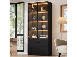 Vitrine coloris noir 3 étagère(s) <strong>SAPGAKS</strong> <strong></strong> - 60 cmx160 cm