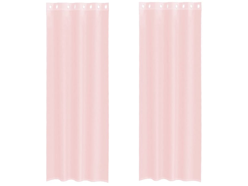 Lot de 2 rideaux en voile, voilages avec œillets rose clair 140x260 cm cf44405  - Conforama A