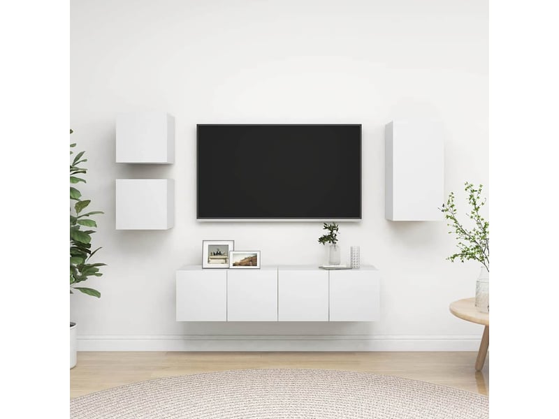  Ensemble de meubles tv 5 pcs blanc bois d'ingénierie shl15826  - Conforama B