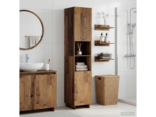 Meuble de rangement salle de bain bois ancien 36.5x38x180 cm