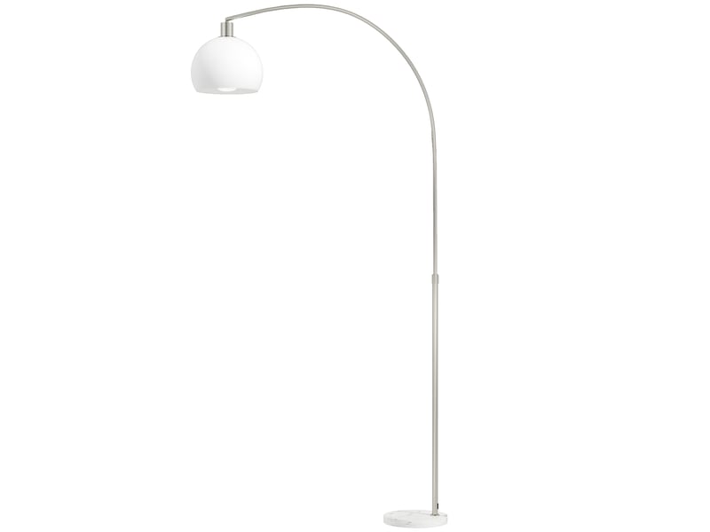  Lampadaire, tête incurvée, interrupteur au pied, base en marbre, abat-jour en plastique, blanc  - Conforama A