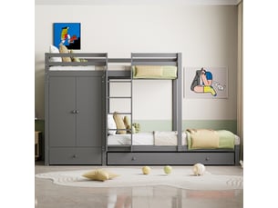 Lit superposé 90x200 cm <strong></strong> <strong></strong> coloris gris