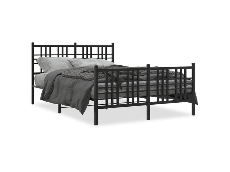 Lit double- lit adulte -  cadre de lit métal sans matelas avec pied de lit noir 120x190cm  - Conforama A