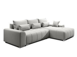 Canapé d'angle réversible convertible <strong>AX LIVING </strong> <strong>Rivolli</strong> 4 places Velours gris avec coffre de rangement