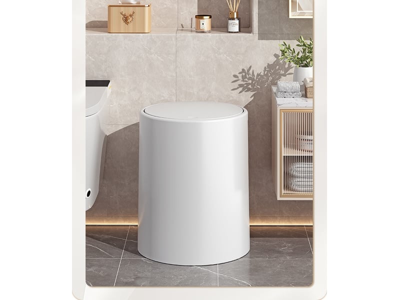 Poubelle salle de bain interrupteur à bouton-poussoir blanc 21.5x24.5cm - Conforama C