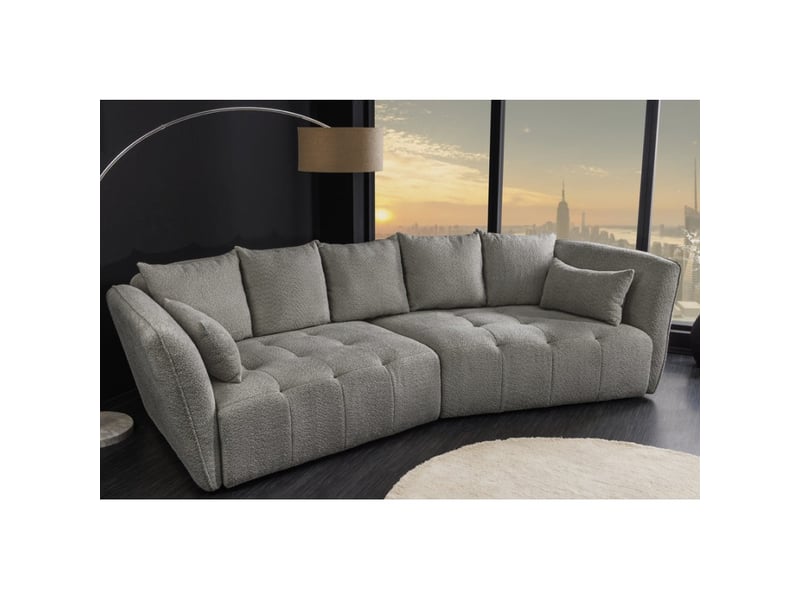  Canapé + pouf imperia gris capitonné – canapé modulable en tissu bouclette  - Conforama E