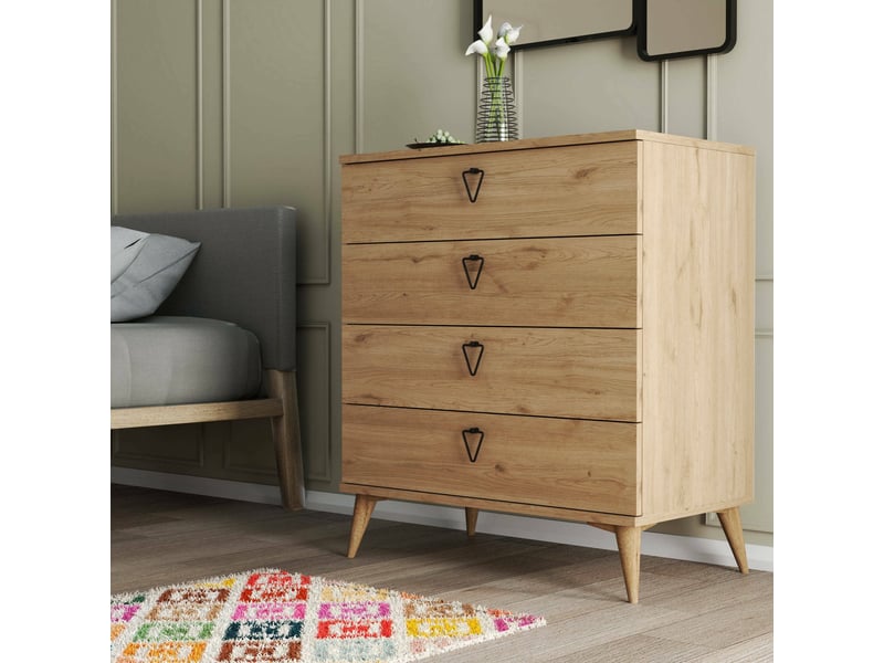  Commode paula, 4 tiroirs, 80x45x91h cm chêne marron Paula - Conforama B