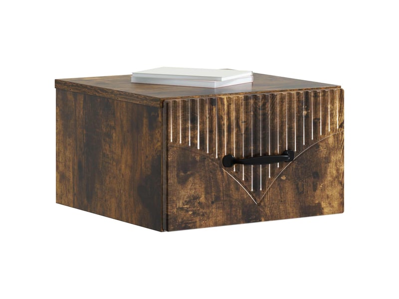  Table de chevet - cabinet de chevet - table de nuit mural chêne fumé 34,5 x 33 x 20 cm  - Conforama B