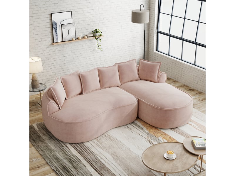 Canapé d'angle modulable xxl 252x164x67cm tissu chenille , configuration modulable assise profonde mobilier de salon - rose OPULERANE TRADING LTD - Conforama B