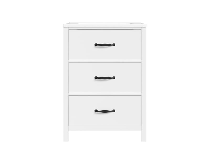  Meuble vasque salle de bain blanc 61 cm avec lavabo céramique intégré, 3 tiroirs silencieux, finition laquée  - Conforama A