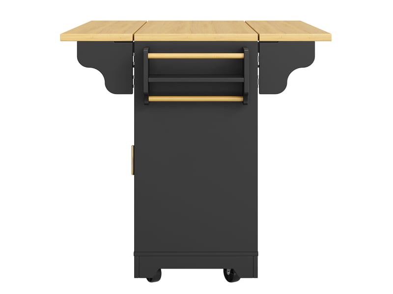  Desserte de cuisine 120x80x95 cm led rgb plateaux rabattables mdf métal noir  - Conforama D