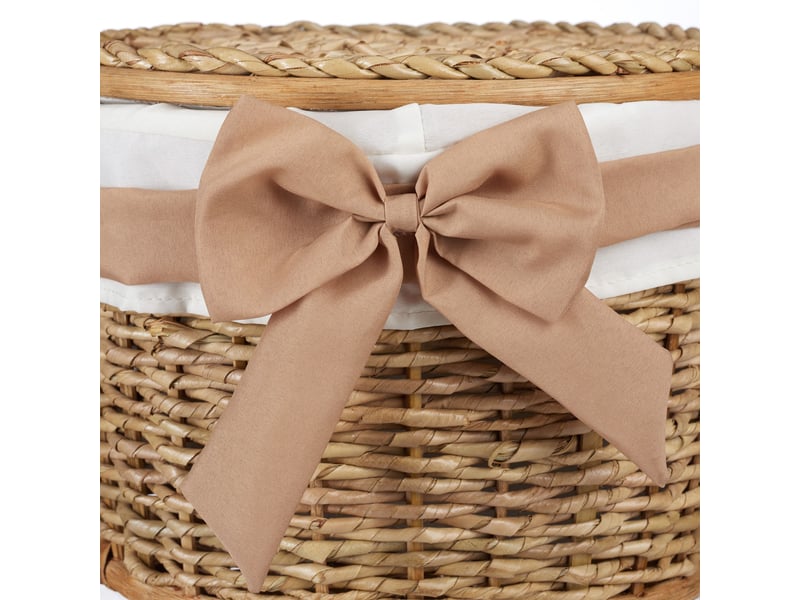  Lot de 2 corbeilles de rangement décoratives empilables 22 x 31 cm et 17 x 26 cm en bois buri blanc 13_0004367  - Conforama C