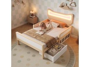 Lit avec rangement 90x190 cm <strong>KORFEE</strong>  <strong></strong> coloris bicolore