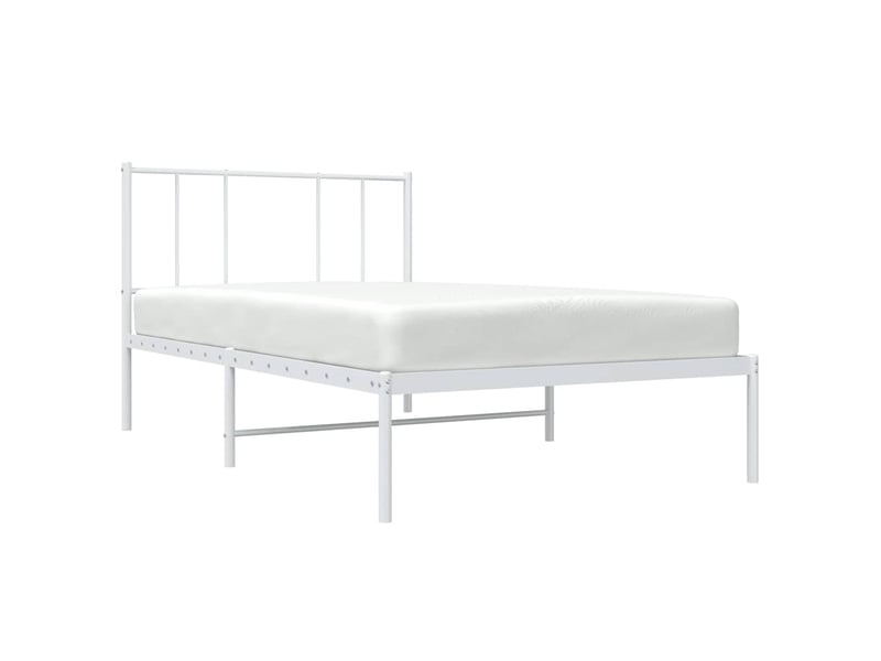  Lit simple- lit adulte -  cadre de lit métal sans matelas et tête de lit blanc 100x200 cm  - Conforama D