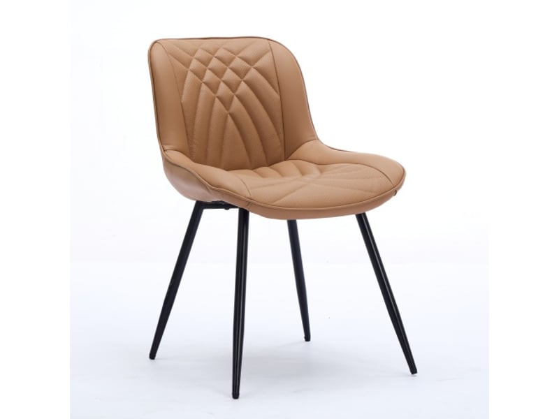  Chaises de salle à manger en duo - ergonomiques, cuir pu perforé respirant, couture 3d, pieds en métal croisés  - Conforama A