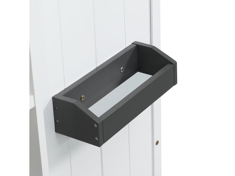  Lit mezzanine enfant 200×90 cm avec échelle, garde-corps et espace sous le lit, sans matelas, blanc  - Conforama E