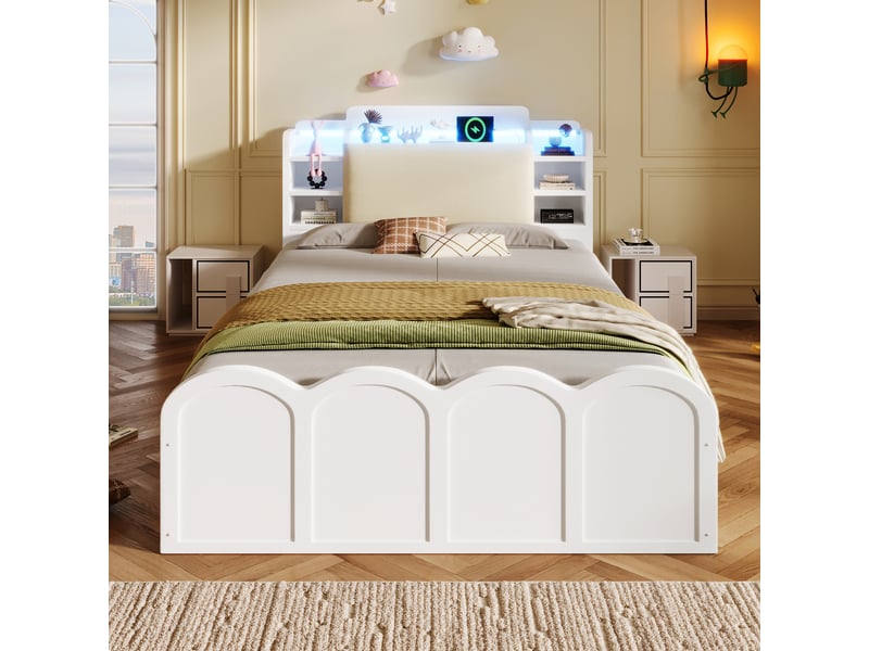  Lit en pin blanc 90x200 cm  - Conforama D