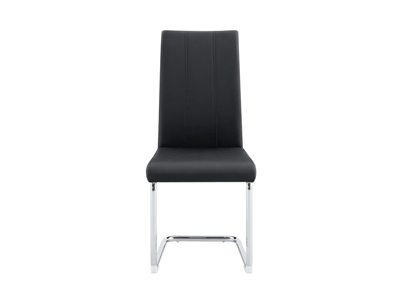  Chaise de salle à manger moderne noire, assise en similicuir &amp; piétement métal – design ergonomique pour intérieur contemporain  - Conforama A