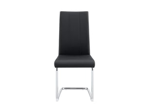 Chaise de salle à manger moderne noire, assise en similicuir & piétement métal – design ergonomique pour intérieur contemporain