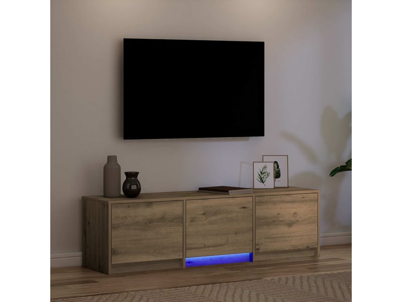 Meuble tv - banc tv - meuble de rangement avec led 140 x 34 x 40 cm chêne artisan - Conforama E