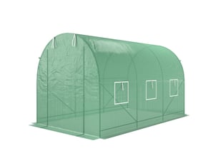 Serre tunnel en polyéthylène et métal de 3,5 x 2 x 2 m avec 6 fenêtres et une porte sectionnelle, verte