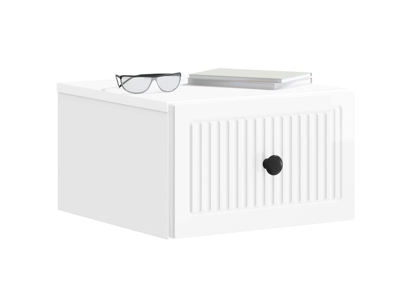  Table de chevet - cabinet de chevet - table de nuit mural 2 pièces blanc brillant  - Conforama B