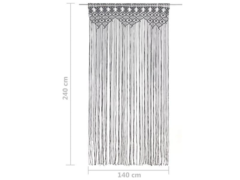  Rideau en macramé, rideau de porte anthracite 140x240 cm coton cf43859  - Conforama E