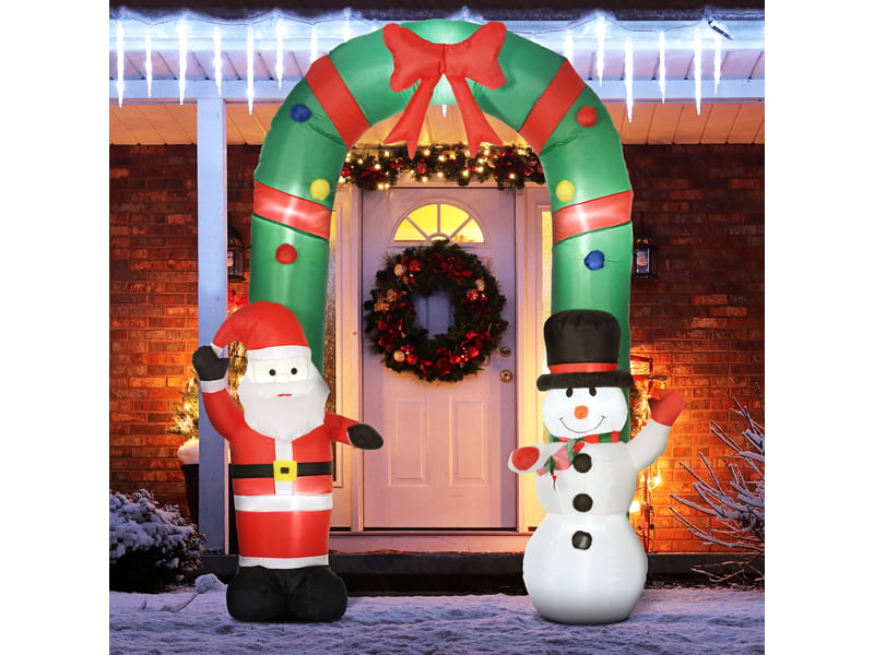  Arche gonflable avec père noël et bonhomme de neige, éclairage led, souffleur intégré, 198 x 80 x 245 cm  - Conforama C
