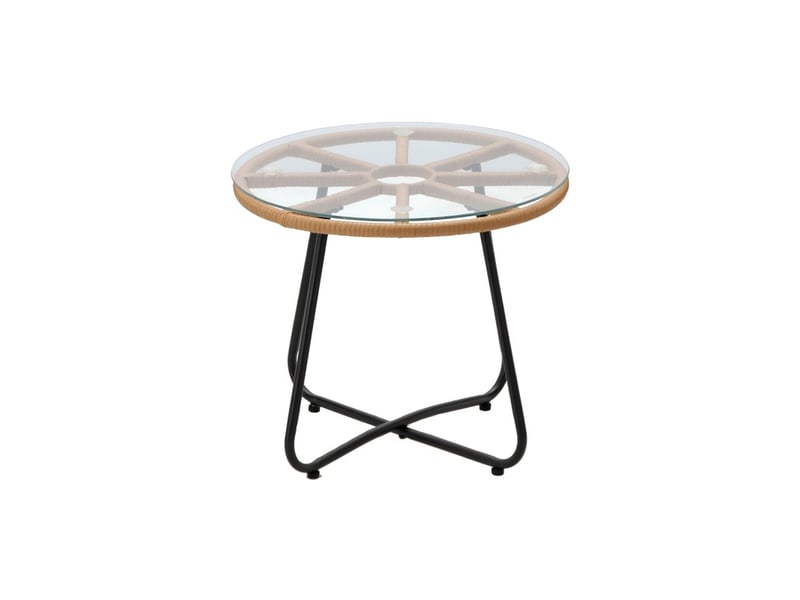  Salon de jardin havena 2 places rotin marron avec coussins gris et table basse  - Conforama D
